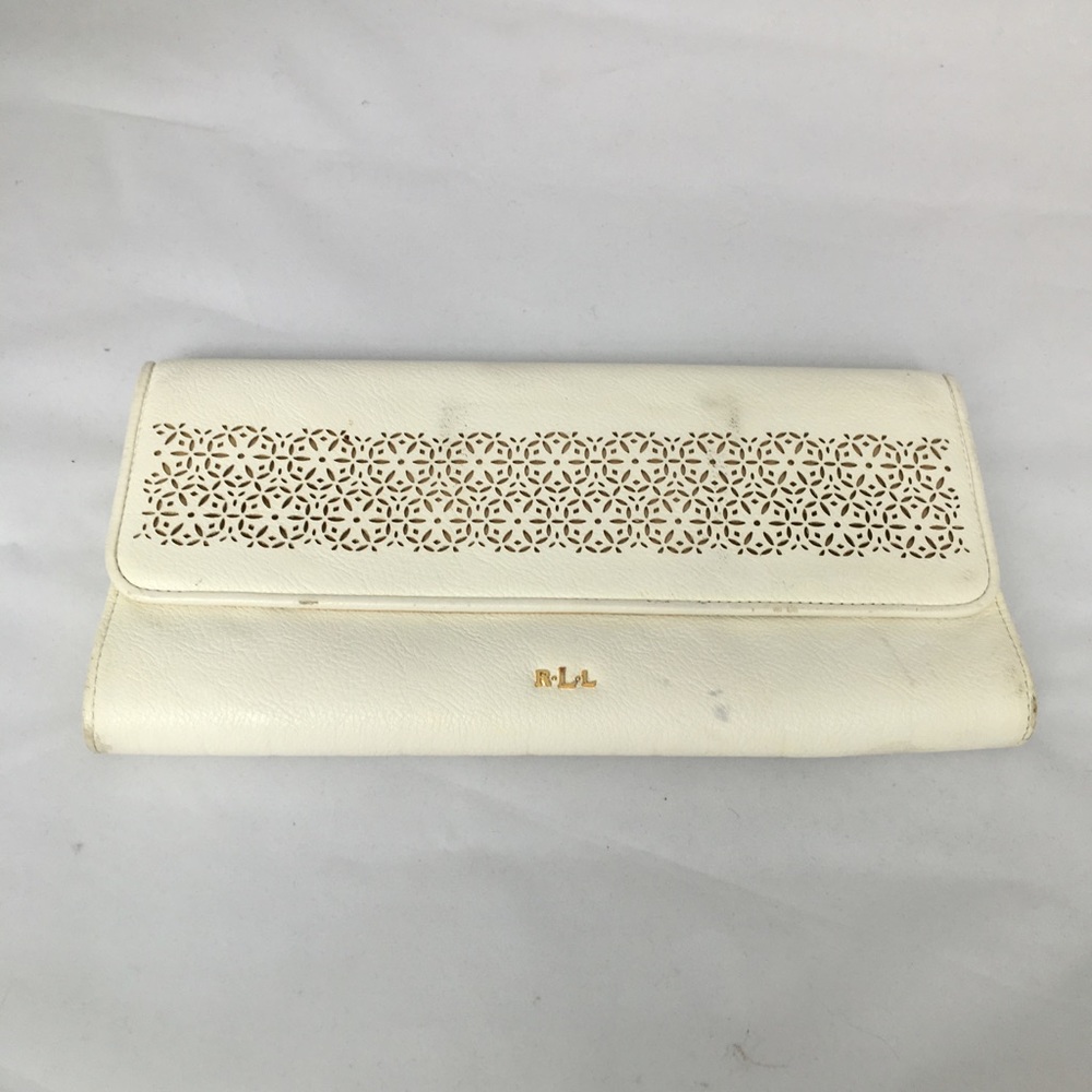 Lauren Ralph Lauren clutch purse, white/gold